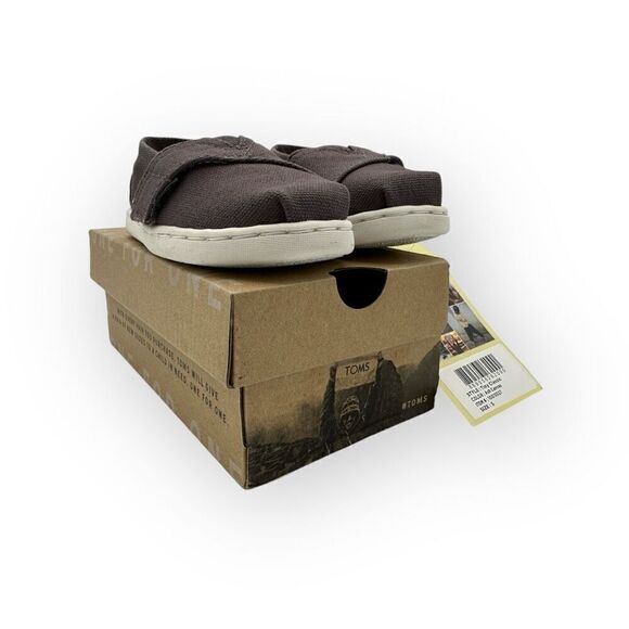 NWT Toms Kids Tiny Classic Hook & Loop Alpargata Sneaker Shoes Ash Canvas Sz T5 - Picture 1 of 10